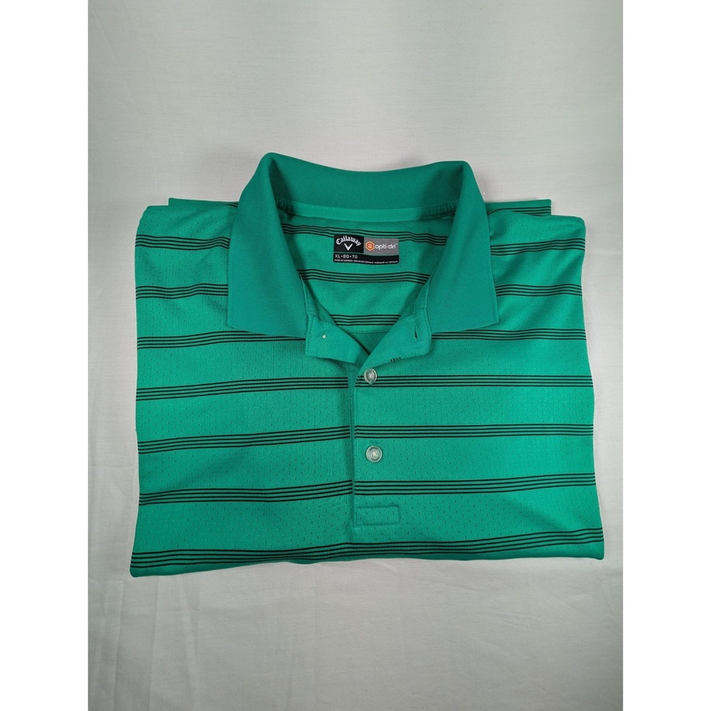 Callaway Opti Dri Golf Polo Shirt Men's XL Green White Opti Stretch